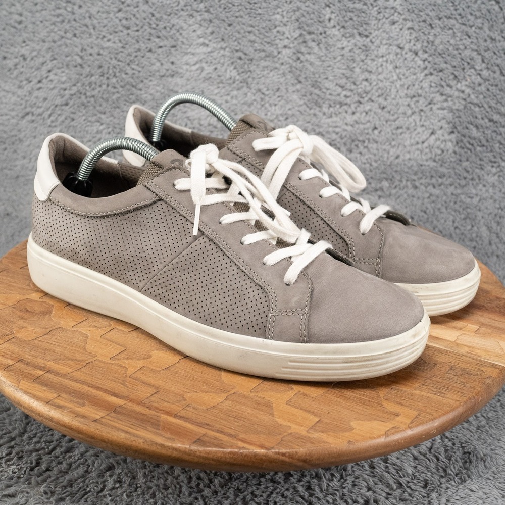 ECCO Soft 7 Sneaker Mens 10 Gray Good Perforated Leather Low Top 44 EU